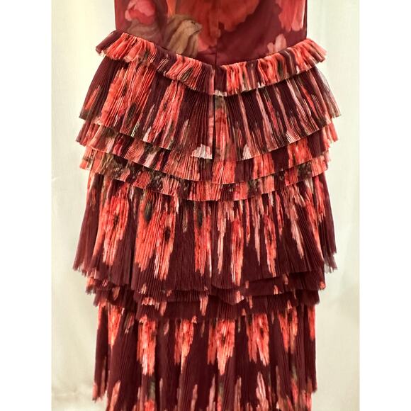 Hutch Nalina Strapless Floral Tiered Tulle Maxi Dress Wine Floral Sz XS/S NWOT - Picture 14 of 16